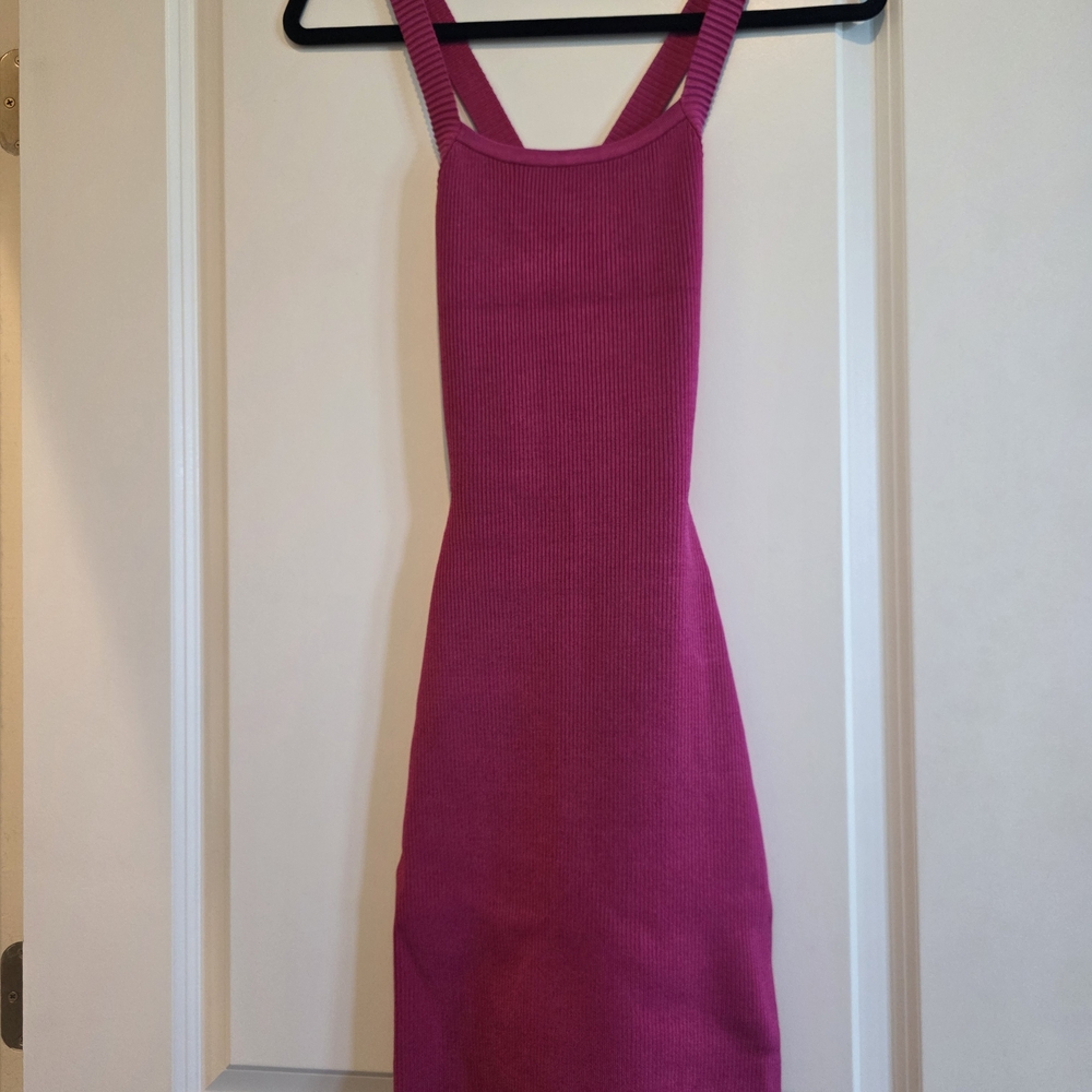 bebe Hot Pink Ribbed Knit Mini Dress